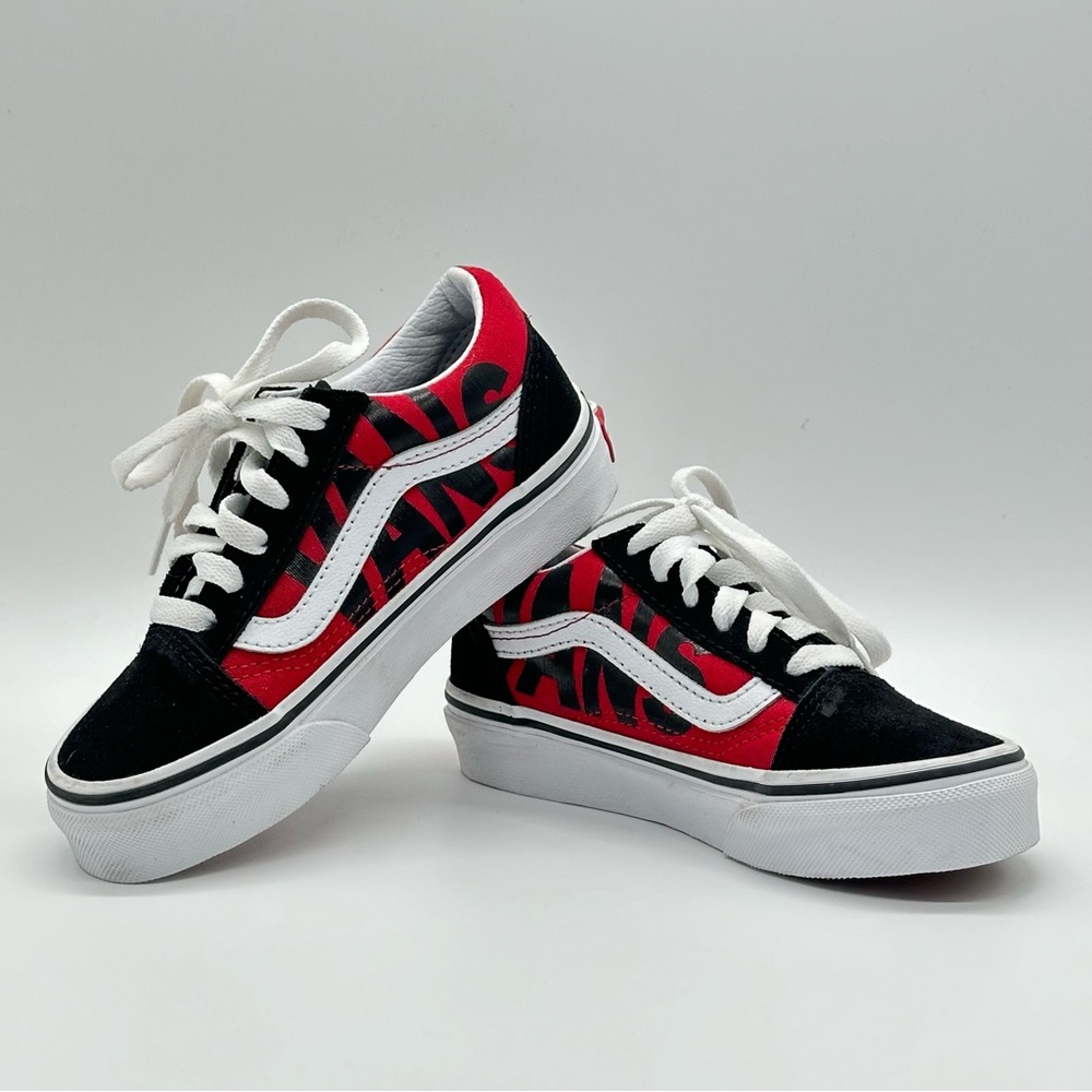 Vans Classic Old Skool Shoes Size 12 Boys Youth Kids Red Black Lace Up Sneakers